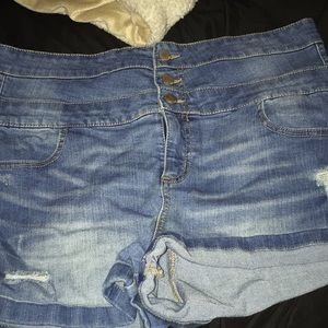 Blue high rise shorts